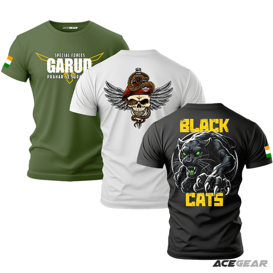 Combo of 3 Tactical T-shirts (GARUD + PARA + CONQUEROR ) Edition