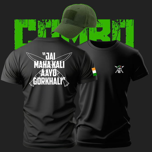 Combo of Tactical T-shirt Gorkha Edition + Green Tactical Hat + Free India Patch