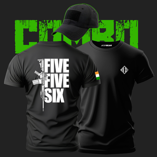 Combo of Tactical T-shirt-556 Edition + Black Tactical Hat + Free India Patch