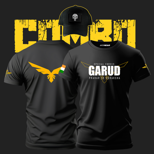 Combo of Tactical T-shirt- Garud Edition + Tactical Hat + Free Punisher Patch